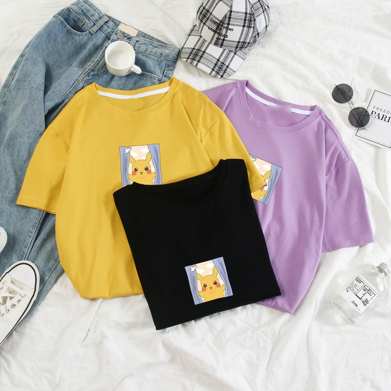 Pokemon Harajuku Pikachu Color Pastel Printed T-Shirt Pokemon Harajuku Pikachu Color Pastel Printed T-Shirt
