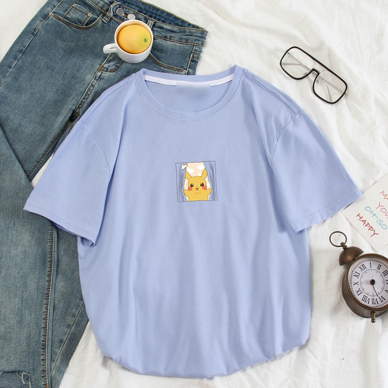 Pokemon Harajuku Pikachu Color Pastel Printed T-Shirt Pokemon Harajuku Pikachu Color Pastel Printed T-Shirt