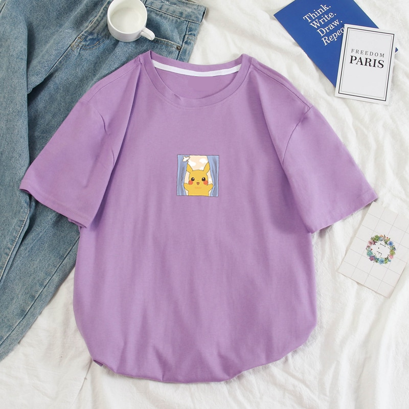 Pokemon Harajuku Pikachu Color Pastel Printed T-Shirt Pokemon Harajuku Pikachu Color Pastel Printed T-Shirt