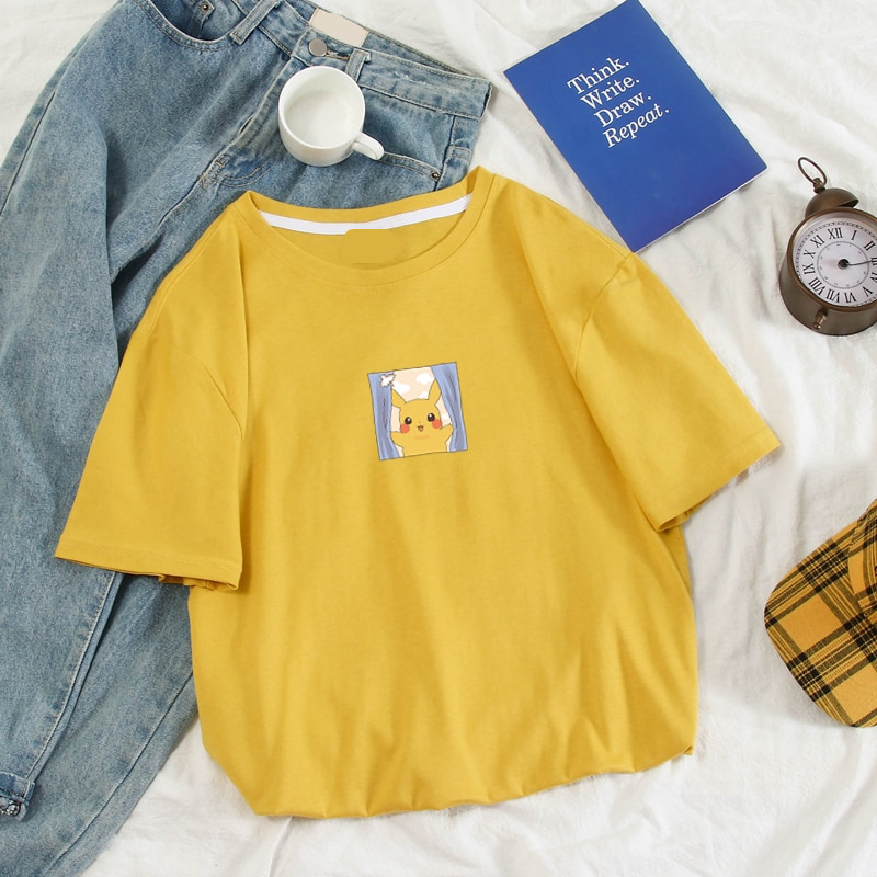 Pokemon Harajuku Pikachu Color Pastel Printed T-Shirt Pokemon Harajuku Pikachu Color Pastel Printed T-Shirt