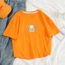 Summer Color Pastel Pokemon Harajuku Pikachu Printed T-Shirt For Women Summer Color Pastel Pokemon Harajuku Pikachu Printed T-Shirt For Women