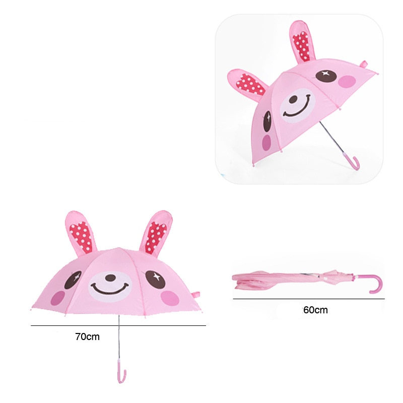 3D Cartoon Kids Non-Automatic Small Rain Umbrella