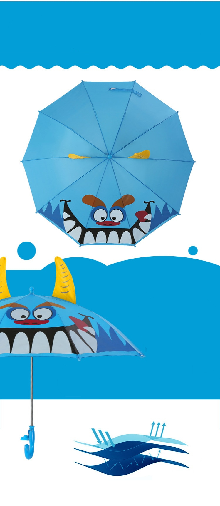 3D Animals Print Long Handle Umbrella