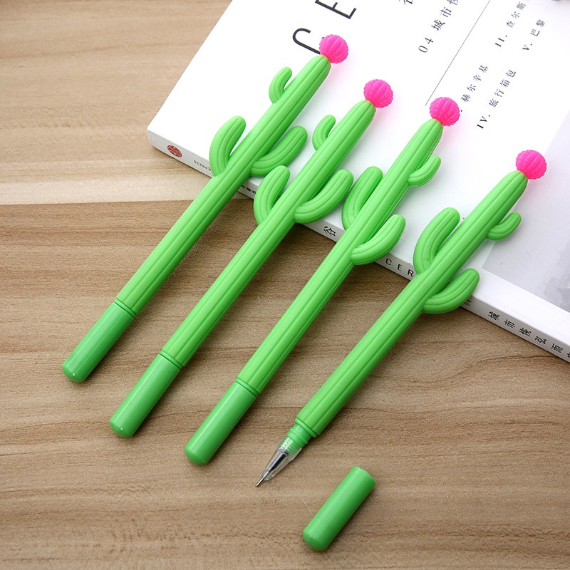 Cactus Kawaii Gel Pens Novelty Green Plants School Stationery