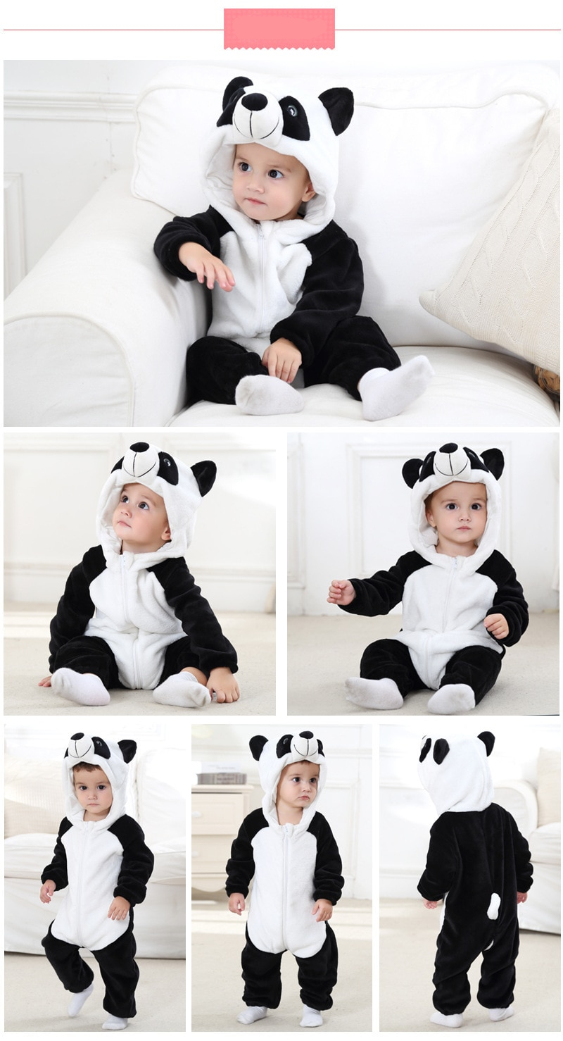 Panda Animal Kigurumi Onesie Hooded Pajama Costume For Kids