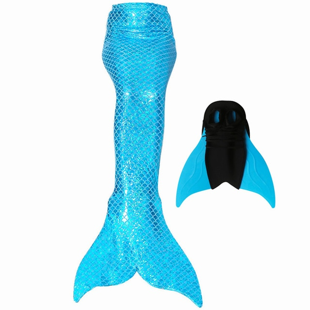 Mermaid Tails With Monofin Swimsuit Costume For Girls