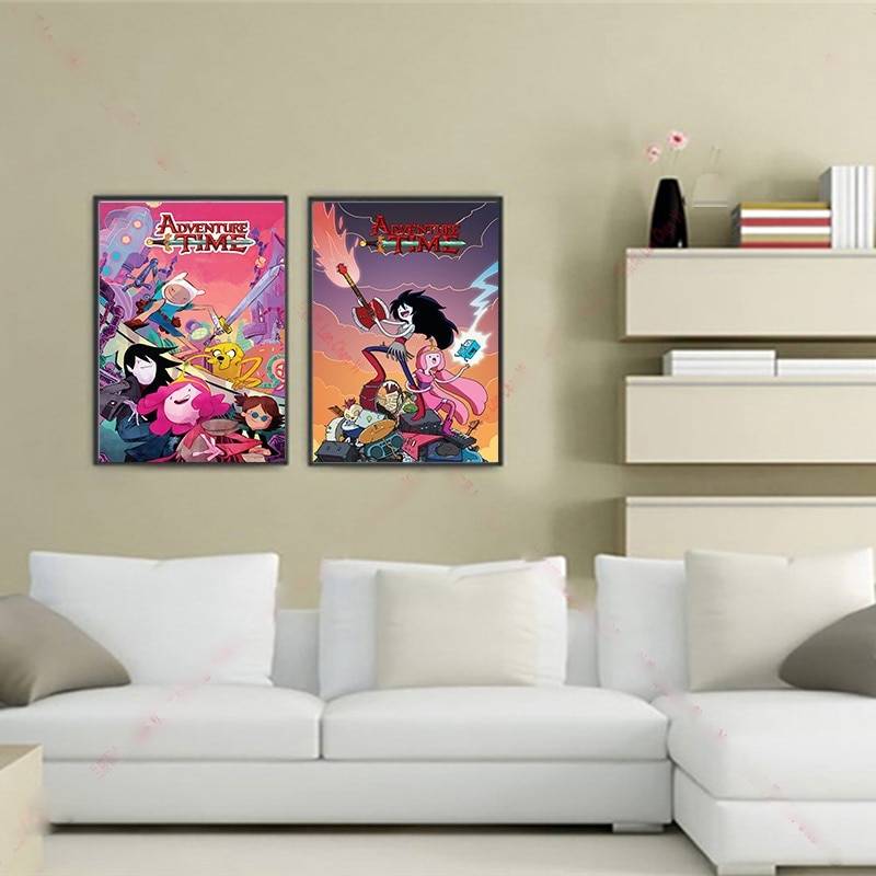 Kawaii Adventure Time With Finn And Jake Wall Art Canvas Painting Poster