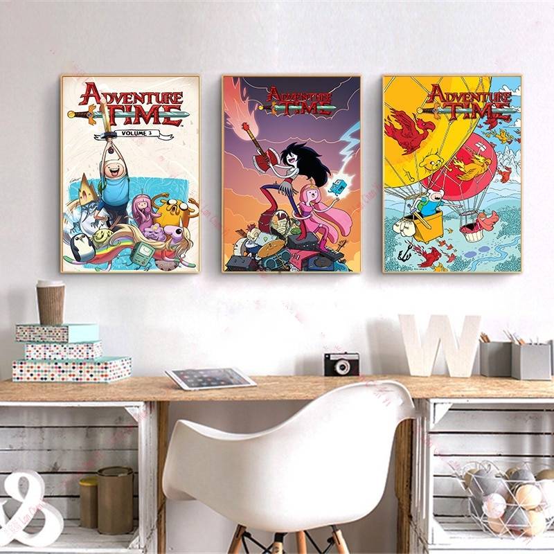 Kawaii Adventure Time With Finn And Jake Wall Art Canvas Painting Poster