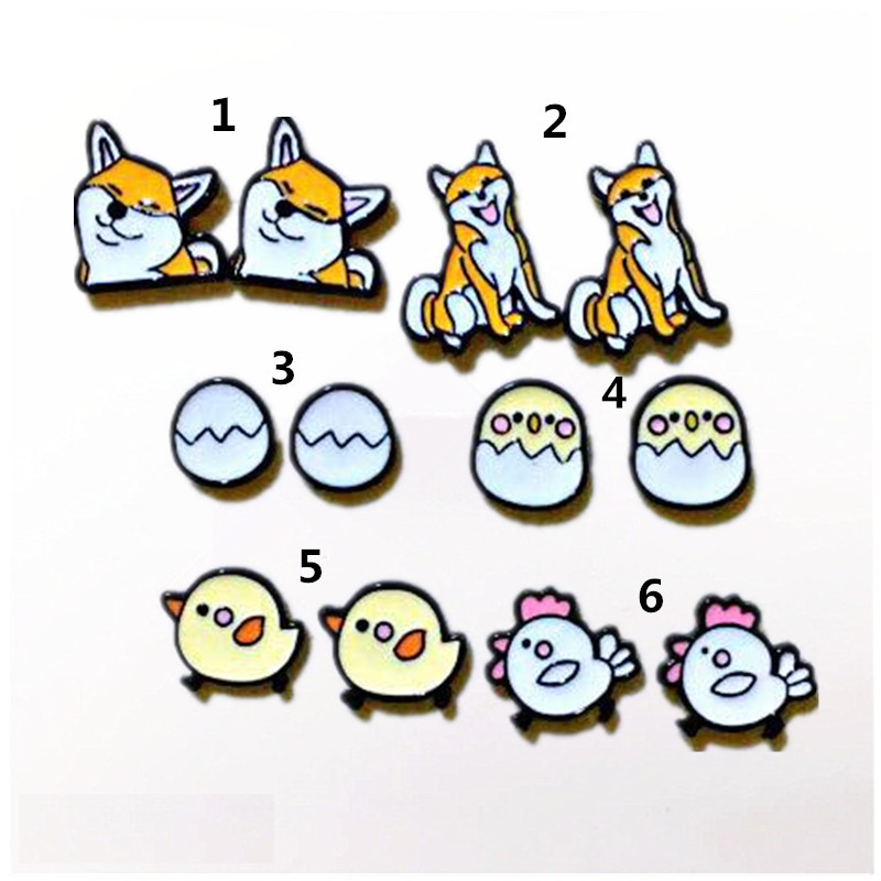 Husky Shiba Dog Cartoon Stud Earrings For Women