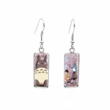 2019 New My Neighbor Totoro Fish Hook Earring Satsuki Rectangular Earrings Glass Cabochon Earring Silver Jewelry 2019 New My Neighbor Totoro Fish Hook Earring Satsuki Rectangular Earrings Glass Cabochon Earring Silver Jewelry