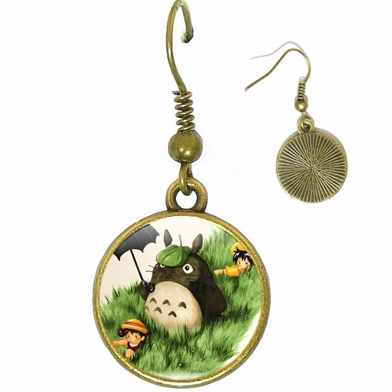 My Neighbor Totoro Anime Bronze/Silver/Golden Glass Earrings For Women