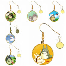 EJ Glaze My Neighbor Totoro Logo Brand Lover Bronze/Silver/Golden Clip Ear Hook Drop Earrings Glass Jewelry For Women Party EJ Glaze My Neighbor Totoro Logo Brand Lover Bronze/Silver/Golden Clip Ear Hook Drop Earrings Glass Jewelry For Women Party