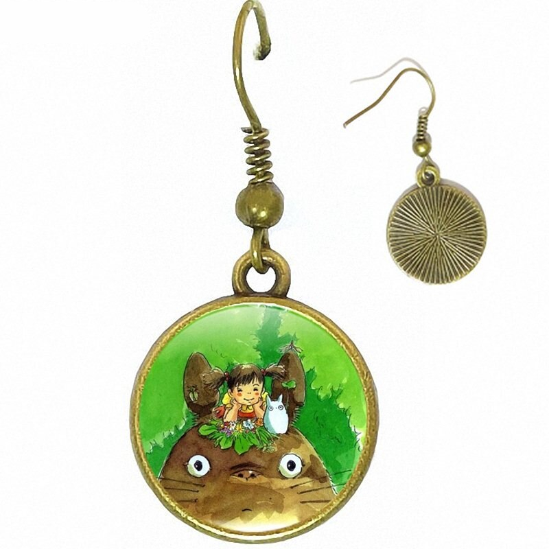 My Neighbor Totoro Anime Bronze/Silver/Golden Glass Earrings For Women