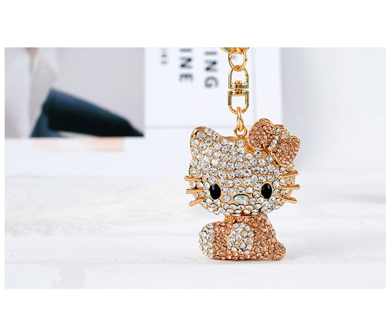Rhinestone Hello Kitty Cat Cartoon Style Keyring Rhinestone Hello Kitty Cat Cartoon Style Keyring