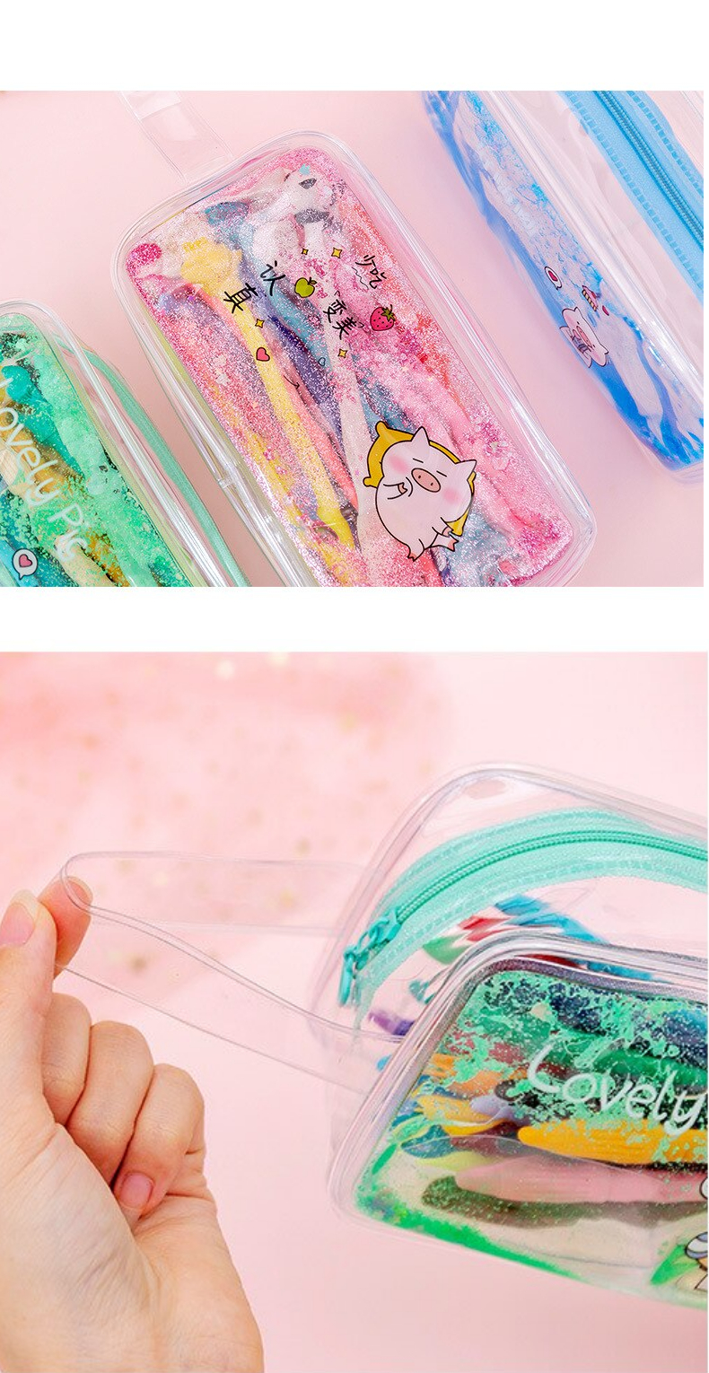 Kawaii Pig Oil Transparent High Capacity Pencil Case Kawaii Pig Oil Transparent High Capacity Pencil Case
