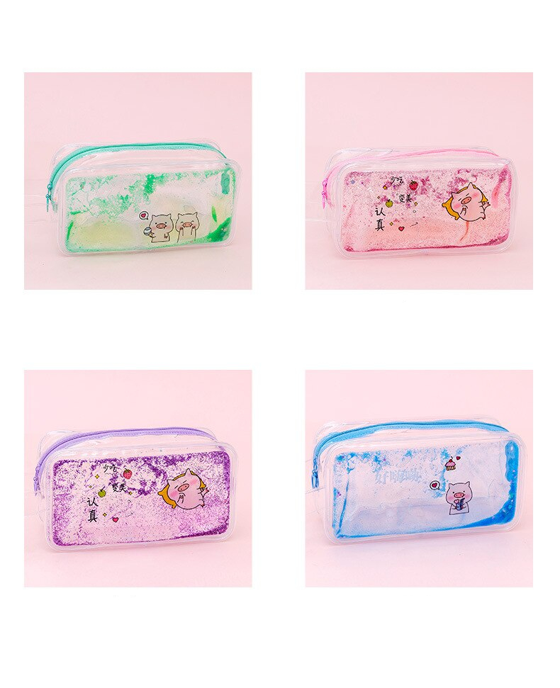 Kawaii Pig Oil Transparent High Capacity Pencil Case Kawaii Pig Oil Transparent High Capacity Pencil Case