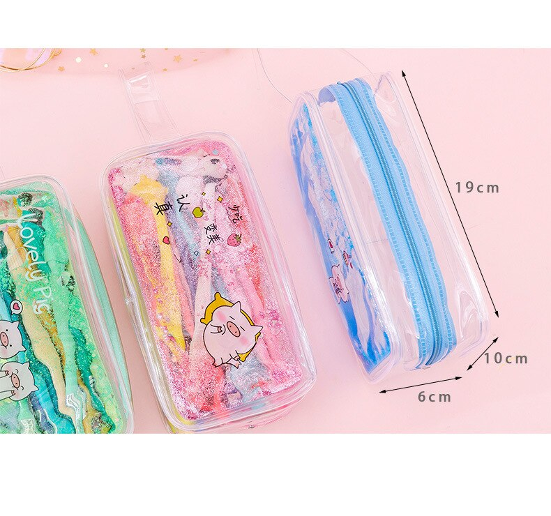 Kawaii Pig Oil Transparent High Capacity Pencil Case Kawaii Pig Oil Transparent High Capacity Pencil Case