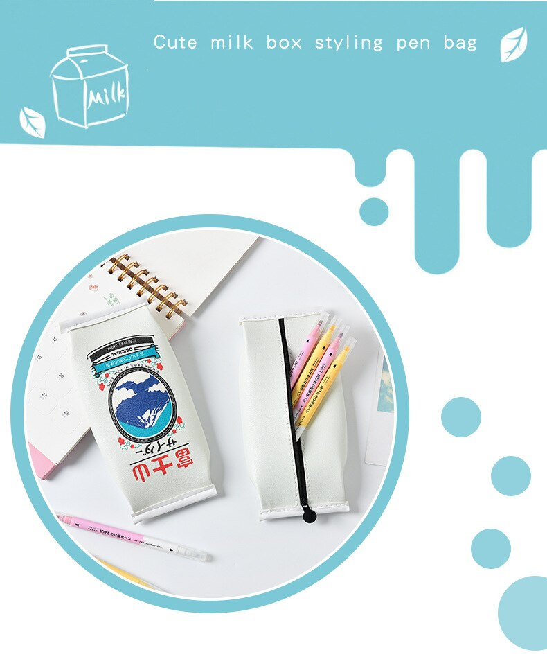 Kawaii Milk Drink Design Large Capacity Pencil Case