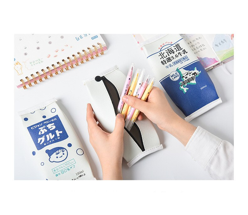 Kawaii Milk Drink Design Large Capacity Pencil Case
