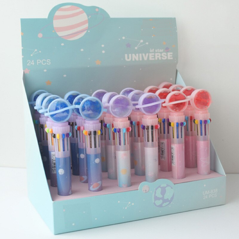 Kawaii Multicolor Starry Sky Stationery 10 Colors In 1 Ballpoint Pen