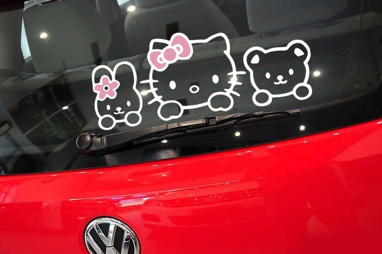 Aliauto Car Accessories Helkit Car Stickers Lovely Cat Decal for Toyota Ford Chevrolet Volkswagen Honda Hyundai Kia Lada