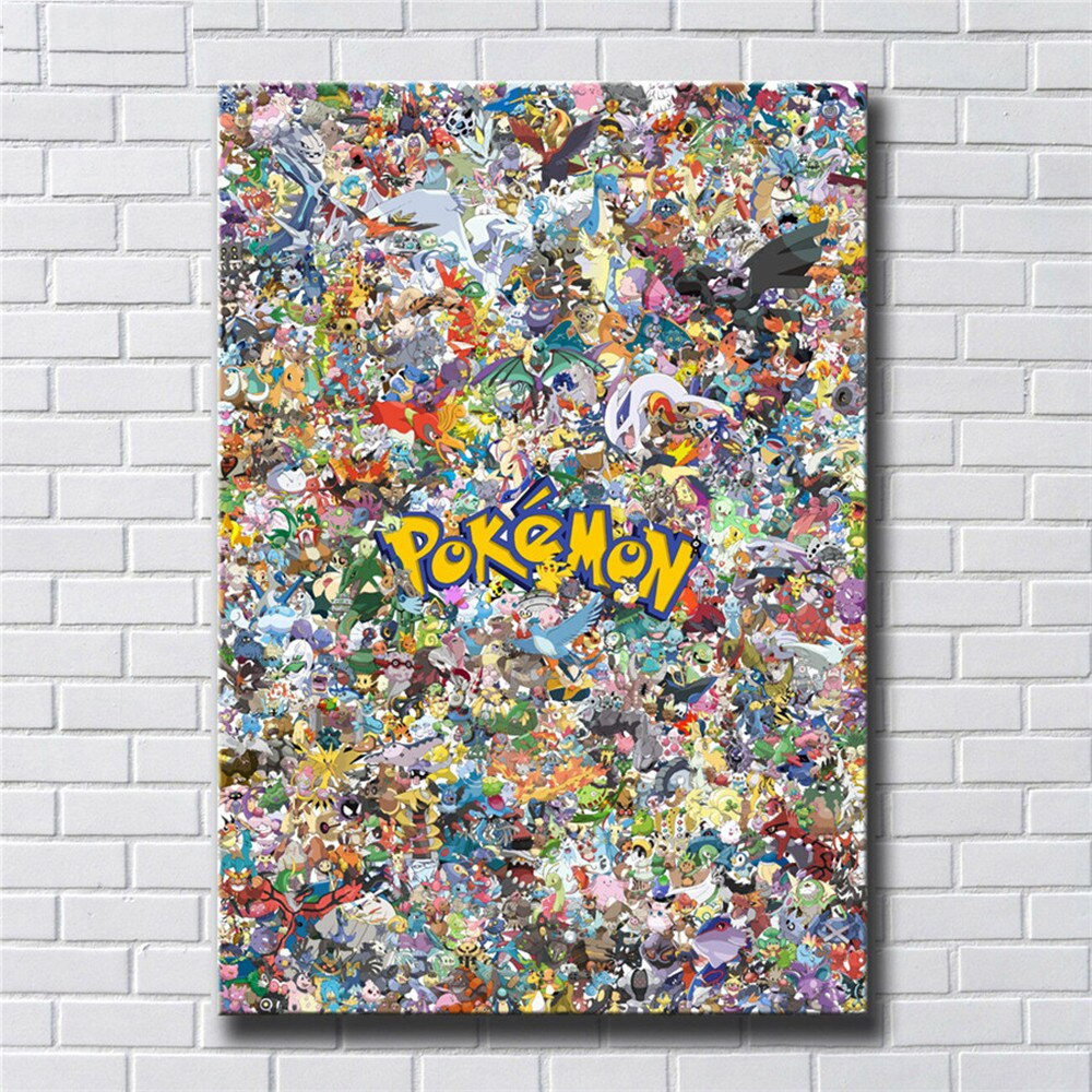 Pikachu Pokemon Todos Os Monstros Anime Prints Canvas Wall Poster