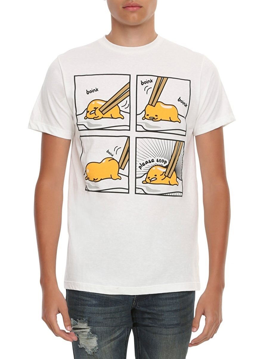 Gudetama Anime Print White T-Shirt