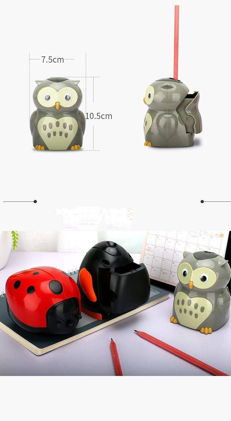 Kawaii Owl Penguin Ladybug Shape Automatic Electric Stationery Pencil Sharpener
