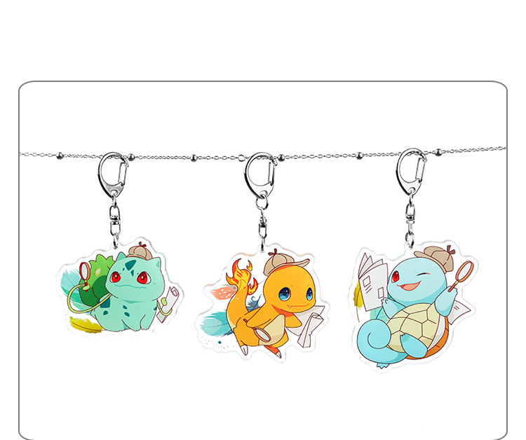 Anime Pokemon Squirtle Pikachu Psyduck Charmander Bulbasaur Toy Keychain