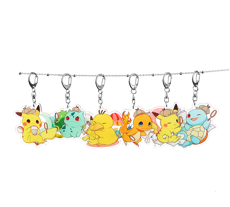 Anime Pokemon Squirtle Pikachu Psyduck Charmander Bulbasaur Toy Keychain