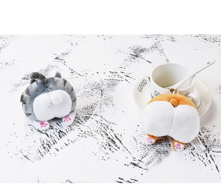 Kawaii Corgi And Cheese Cat Bottom Stuffed Keychain Toys For Children