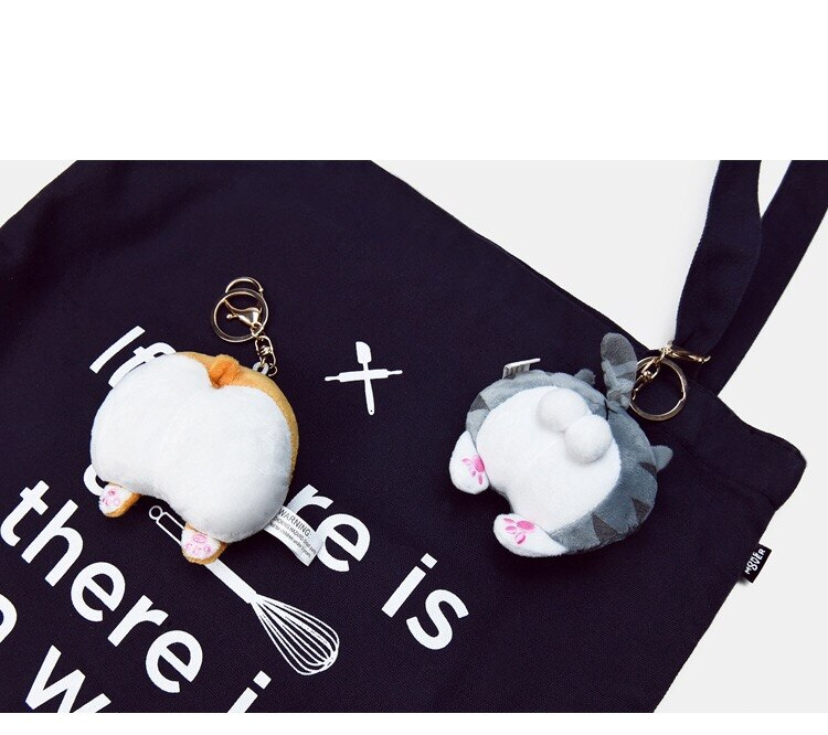 Kawaii Corgi And Cheese Cat Bottom Stuffed Keychain Toys For Children