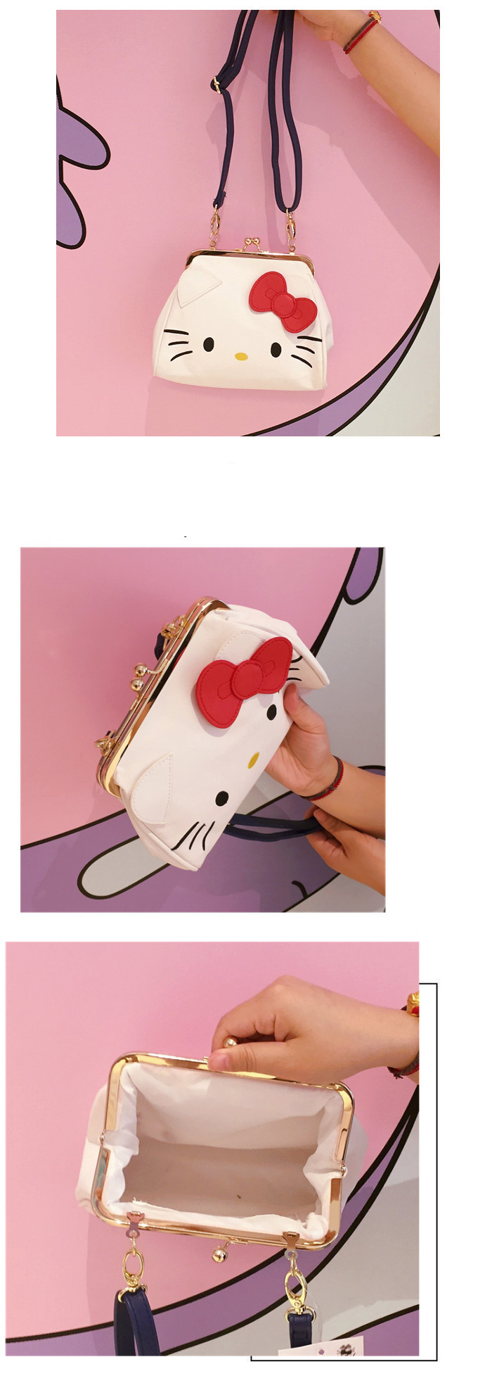 Cartoon Hello Kitty My Melody Cinnamoroll PomPomPurin Prints Shoulder Bag For Women