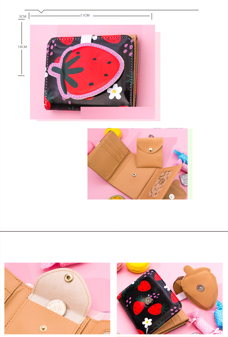 Kawaii Strawberry Prints Casual Wallet For Women