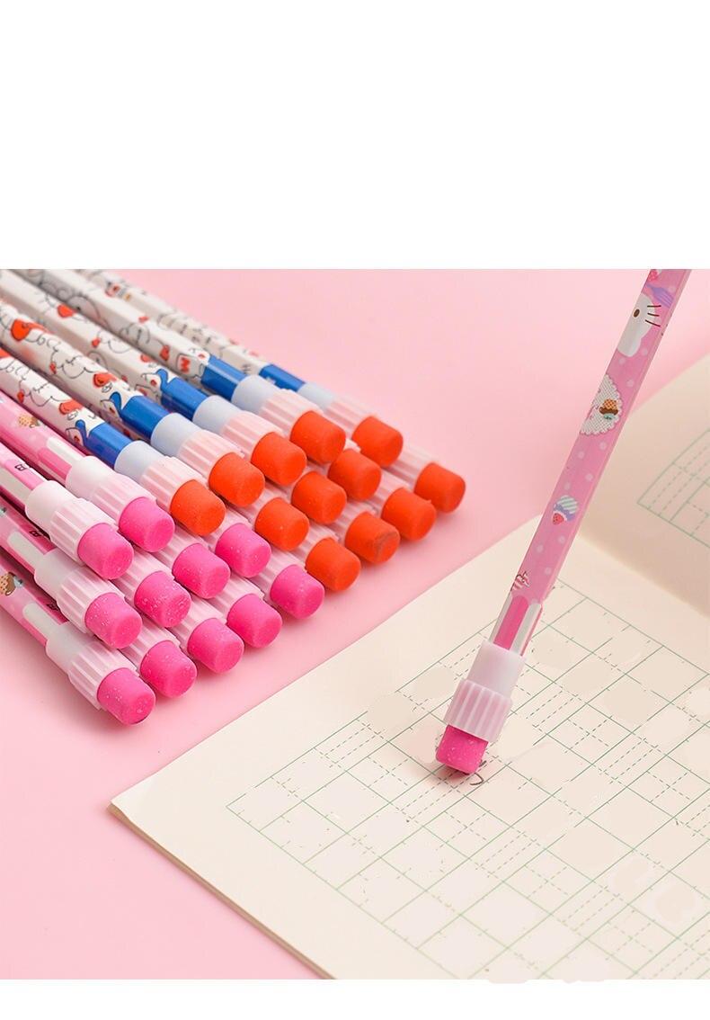 Anime Hello Kitty Stationery Wooden Rubber Pencil Sharpener Set