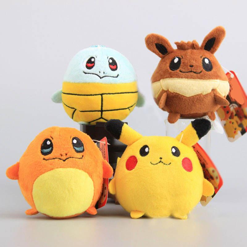 Anime Pikachu Squirtle Charmander Eevee Stuffed Toy Keychain Pendant