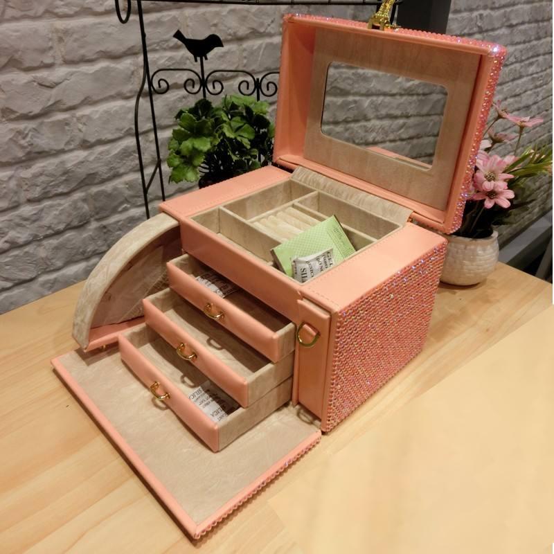 Hello Kitty Cartoon Multi-Layer Multi-Functional Jewelry Lock Box