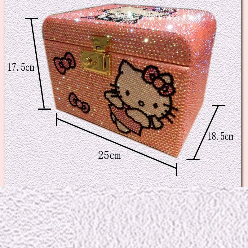 Hello Kitty Cartoon Multi-Layer Multi-Functional Jewelry Lock Box
