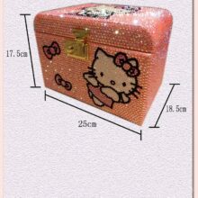 Completely Handmade Hello Kitty Rhinestone Wooden Box Jewelry Box with Lock Multi-layer Bead Storage Containers Drawer Organizer Completely Handmade Hello Kitty Rhinestone Wooden Box Jewelry Box with Lock Multi-layer Bead Storage Containers Drawer Organizer