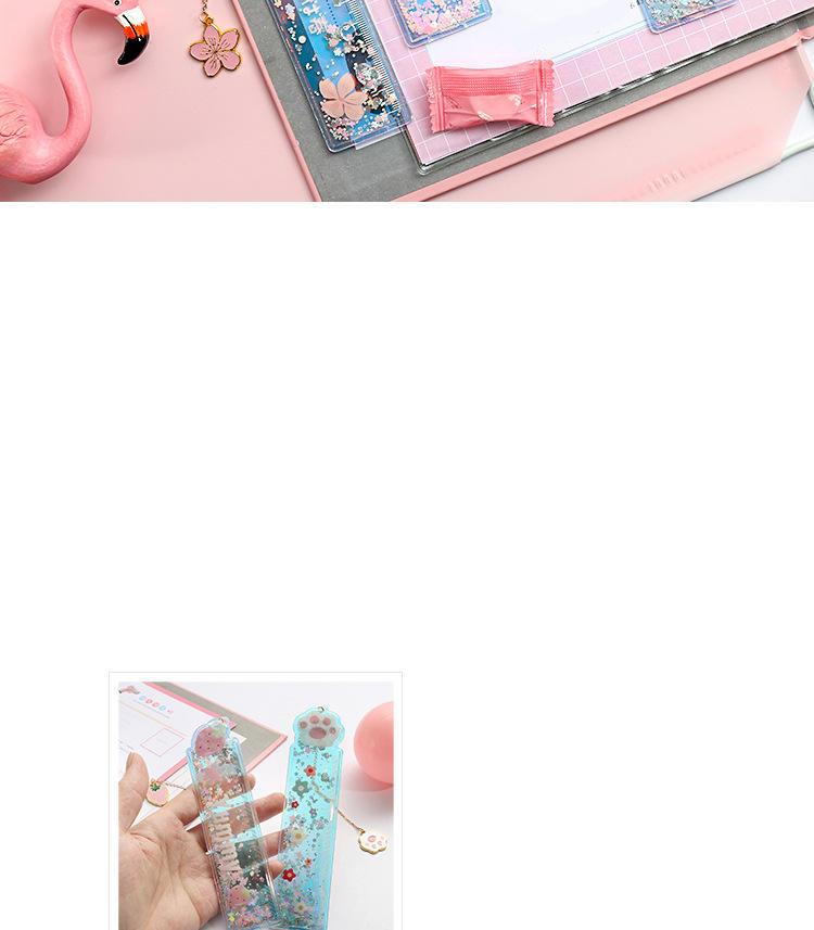 Cartoon Sequin Mermaid Print Glitter Ruler With a Pendant