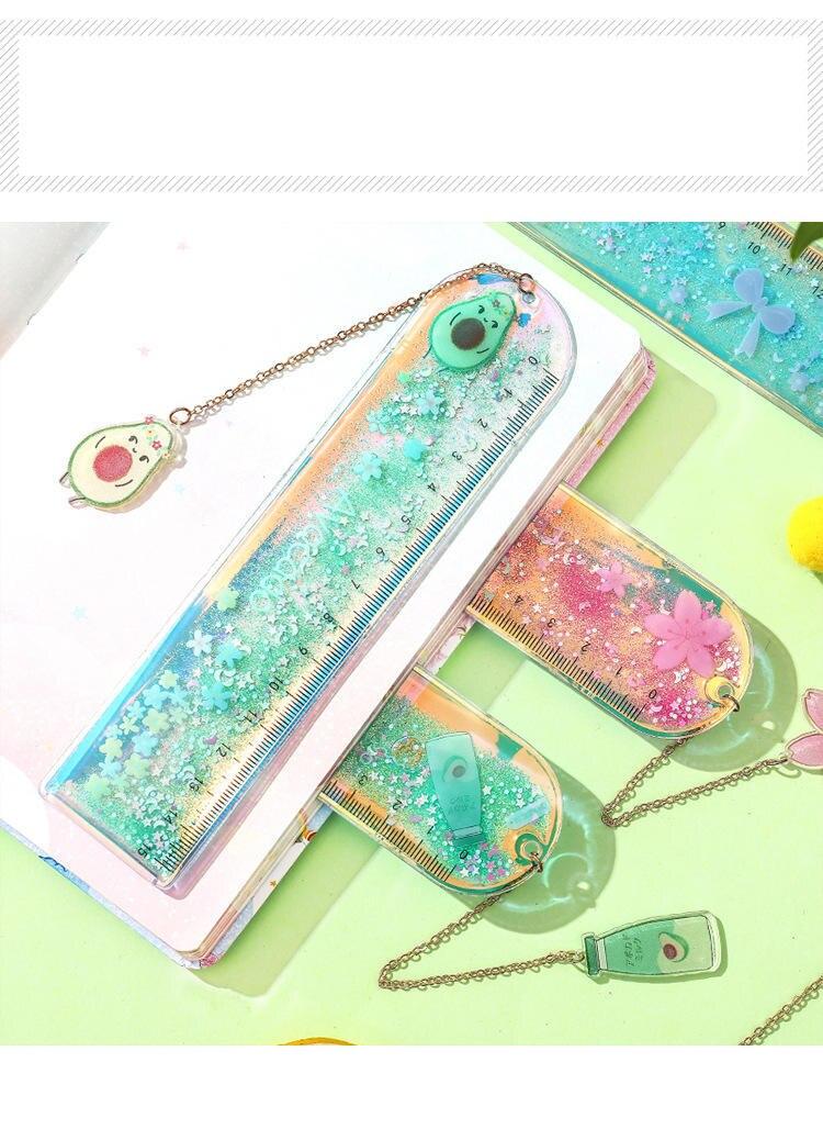 Cartoon Sequin Mermaid Print Glitter Ruler With a Pendant