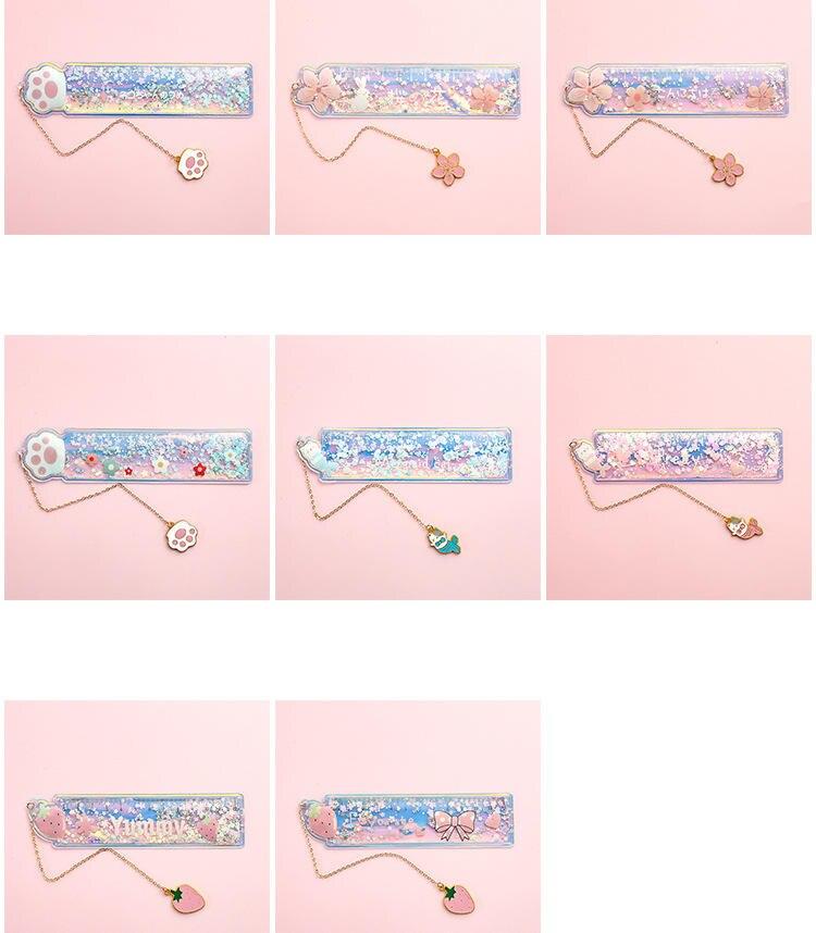 Cartoon Sequin Mermaid Print Glitter Ruler With a Pendant