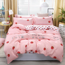 4pcs-Pink-Strawberry-kawaii-Bedding-Set-Luxury-Queen-Size-Bed-Sheets-Children-Quilt-Soft-Comforter-Cotton (3)