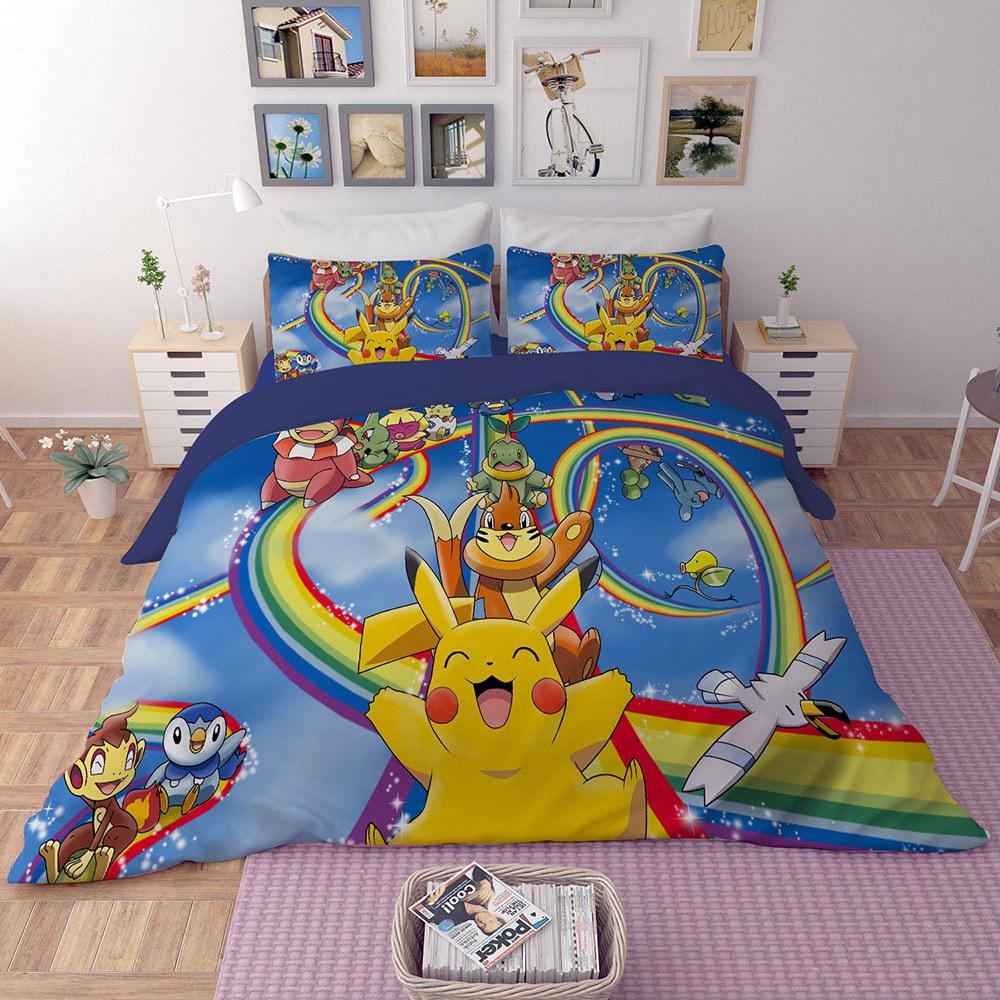 Kawaii Pokemon Pikachu 3D Cartoon Duvet Cover Bedding Set