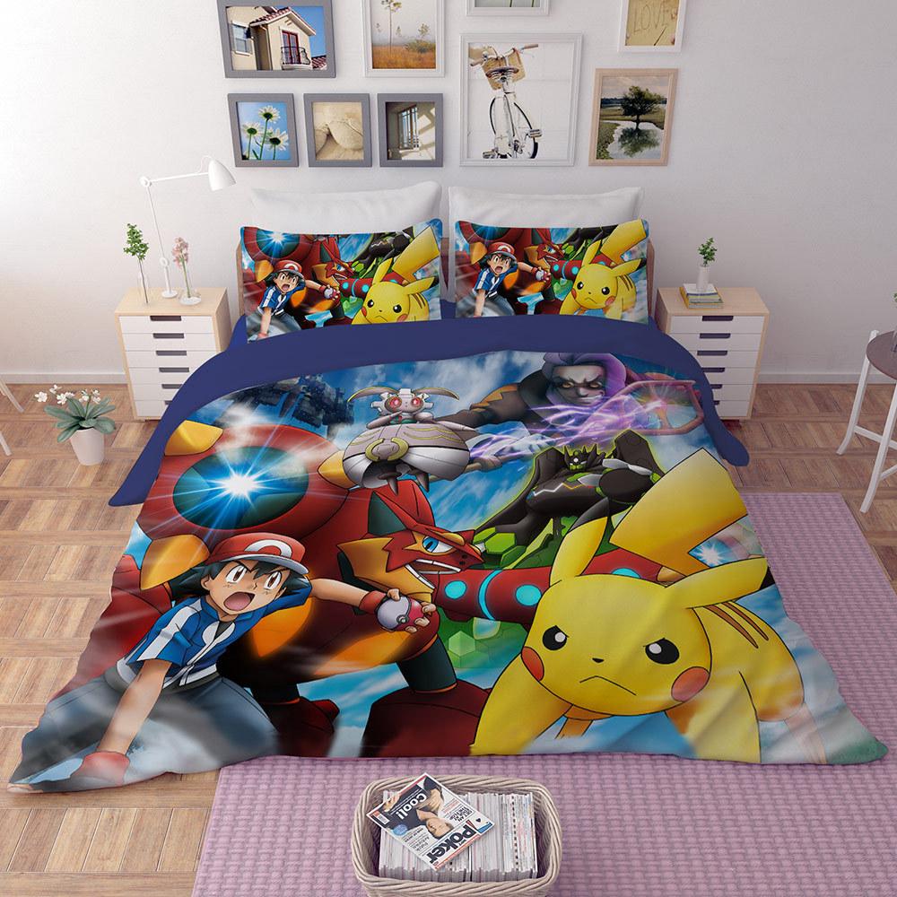 Kawaii Pokemon Pikachu 3D Cartoon Duvet Cover Bedding Set