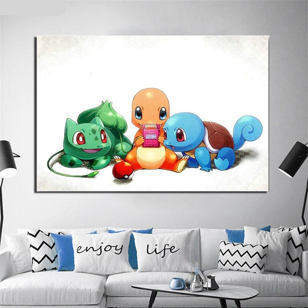 Pokemon Canvas Painting Nursery Nordic Kids Bedroom Decor Wall Art Poster 