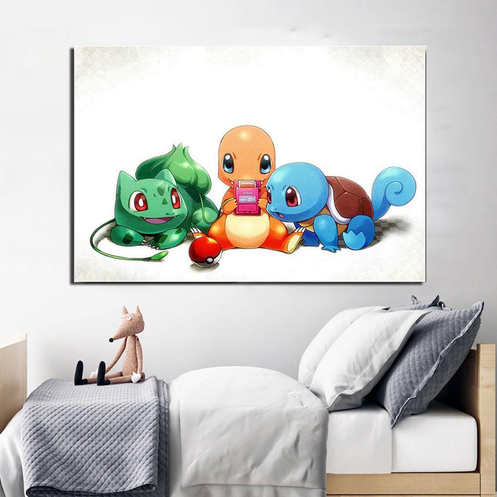 Pokemon Canvas Painting Nursery Nordic Kids Bedroom Decor Wall Art Poster 