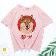 Funny Kawaii Cute Shiba Inu Dog T-shirt Women Gift Print Pink T-shirt Summer Loose Harajuku T Shirt Streetwear Clothes Tops Tees Funny Kawaii Cute Shiba Inu Dog T-shirt Women Gift Print Pink T-shirt Summer Loose Harajuku T Shirt Streetwear Clothes Tops Tees