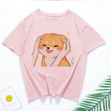 Funny Kawaii Cute Shiba Inu Dog T-shirt Women Gift Print Pink T-shirt Summer Loose Harajuku T Shirt Streetwear Clothes Tops Tees Funny Kawaii Cute Shiba Inu Dog T-shirt Women Gift Print Pink T-shirt Summer Loose Harajuku T Shirt Streetwear Clothes Tops Tees