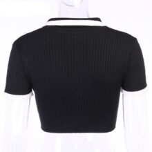 Goth Dark Sexy Bodycon Women Summer Crop Tops Black Casual Button Thread Female T-shirts Harajuku Korean Y2k E-girl Clothes 2020 Goth Dark Sexy Bodycon Women Summer Crop Tops Black Casual Button Thread Female T-shirts Harajuku Korean Y2k E-girl Clothes 2020